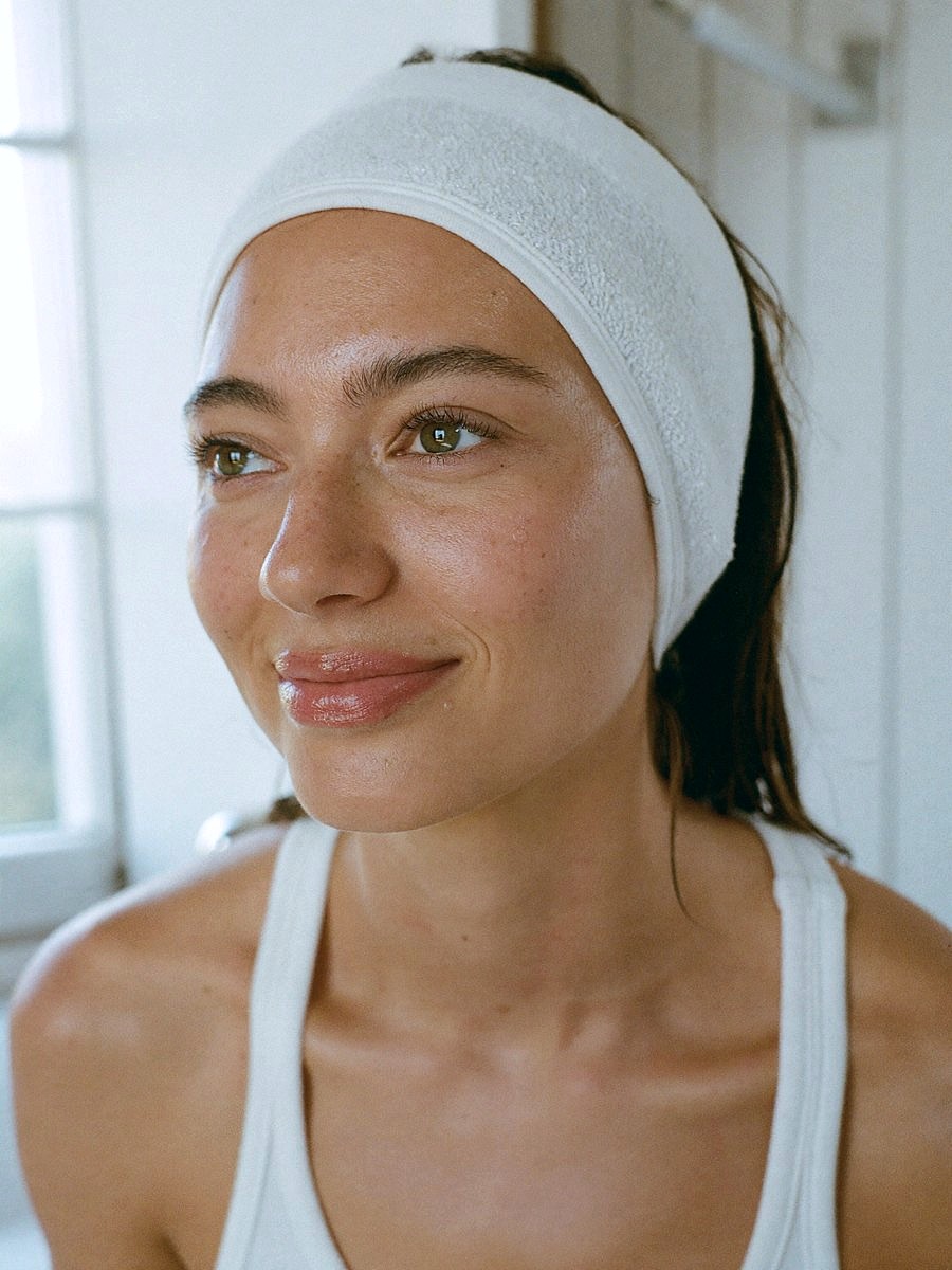 A woman with fresh, glowing skin after her FaceTub session